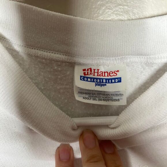 White vintage 90s 1990s Christmas cat kitten crewneck sweatshirt 2XL - Picture 4 of 6